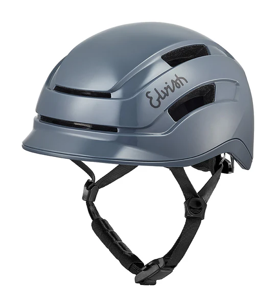Casque - Vélotaffeur casque Elvish bleu insert LED arrière offre une visibilité maximale pour les autres usagers. Pratique et rapide, fermeture et ouverture instantanément de la boucle d'attache grâce à son système aimanté. vue de face bleu