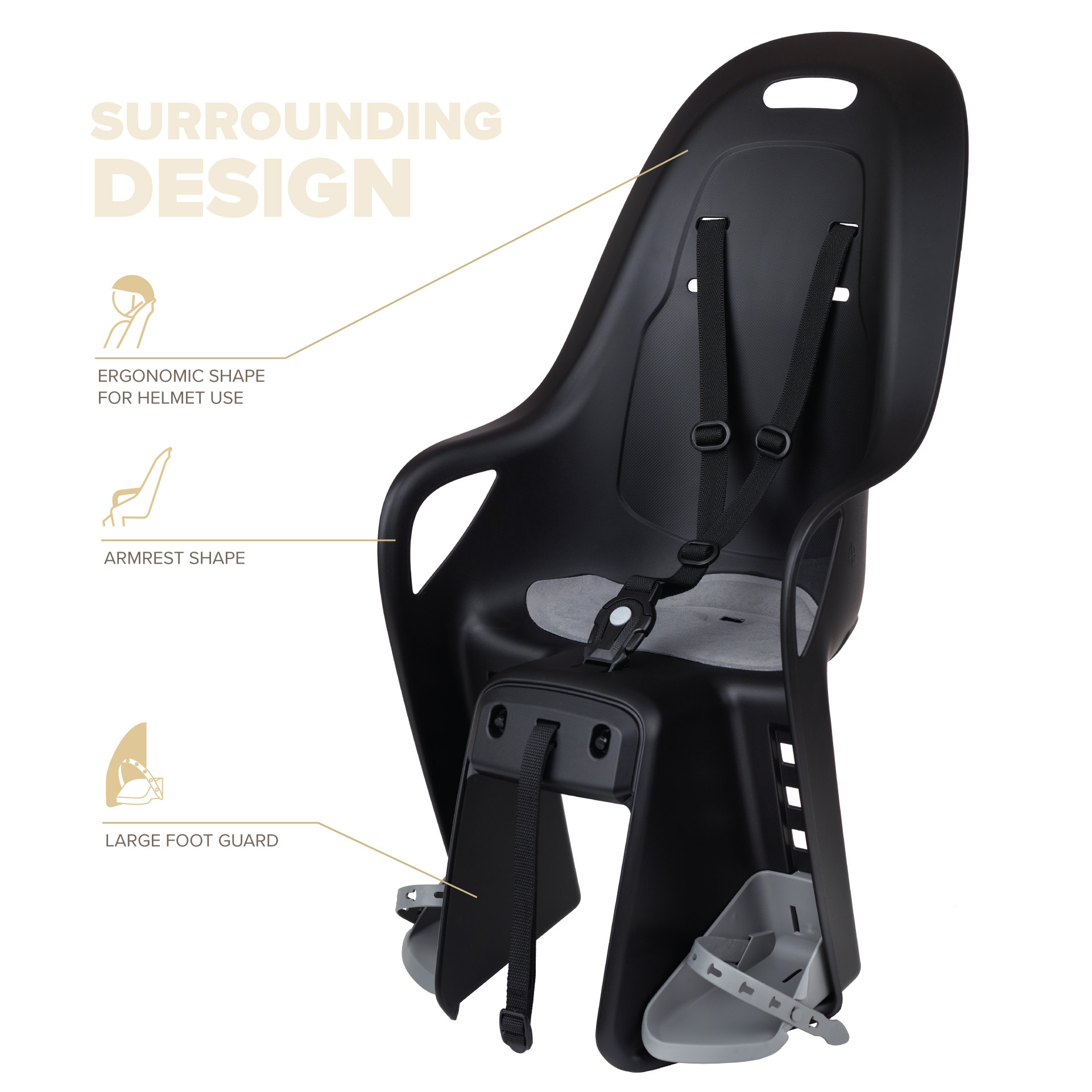 PORTE-BEBE MIK-HD FIX P-BAGAGE Porte bébé pour vélo d'entreprise vue de face côté Polisport